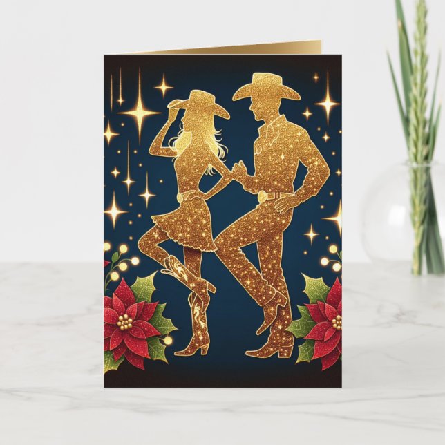 Country Dancers Christmas Holiday Greeting  Card (Front)