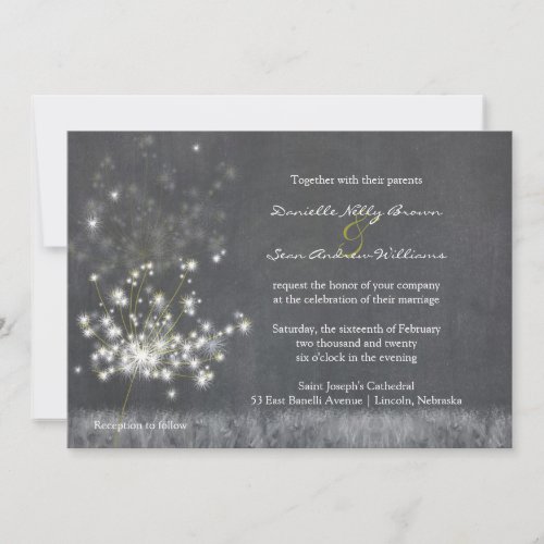 Country Dandelions Chalkboard Wedding Invitations