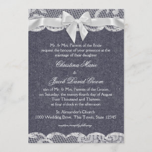Country Denim and Lace Wedding Invitation