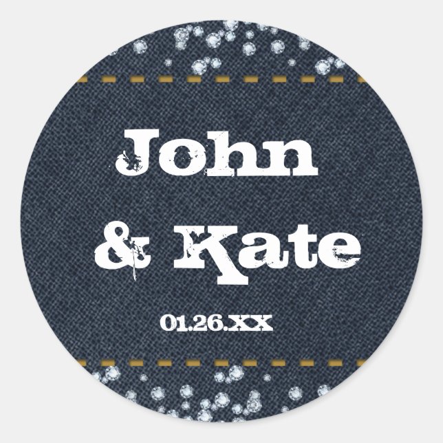 Country Denim Jean & Diamond Bling Western Sticker (Front)