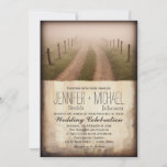 Country Dirt Road Rustic Fence Post Wedding Invite at Zazzle