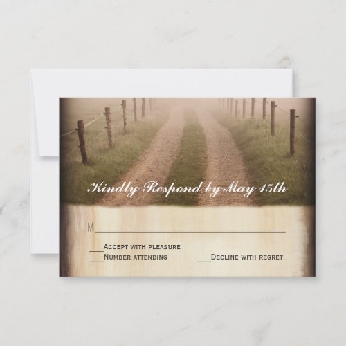 Country Dirt Road Rustic Fence Post Wedding RSVP