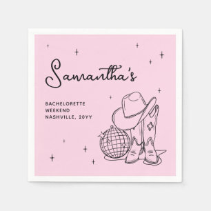 Country Disco Cowgirl Pink Bachelorette Party Napkins