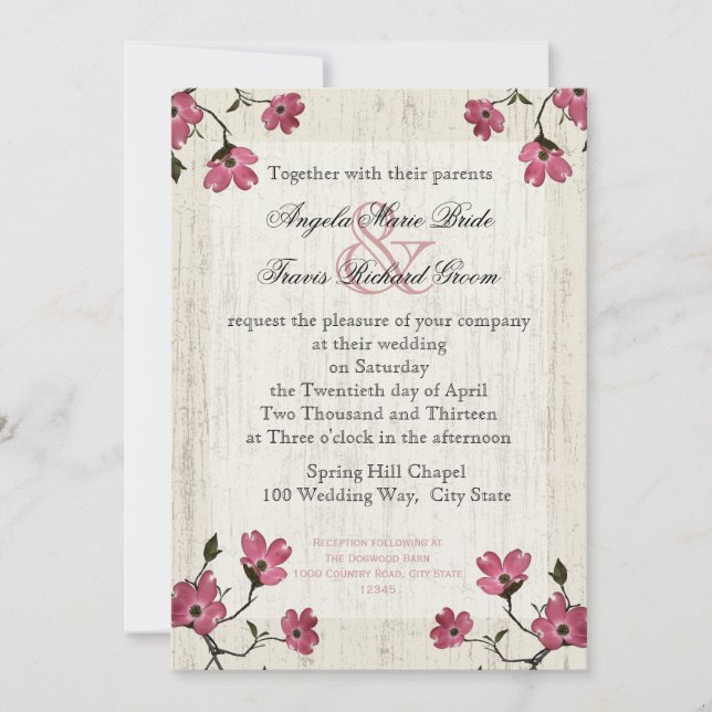 Country Dogwood Wedding Invitation (Front)