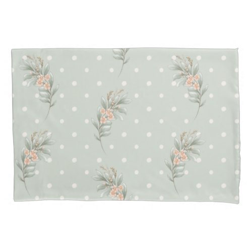 Country Dream Flowers Peach and Sage Pillow Case