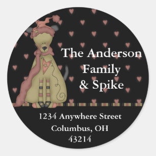 Country Dressed Dog Return Address Stickers