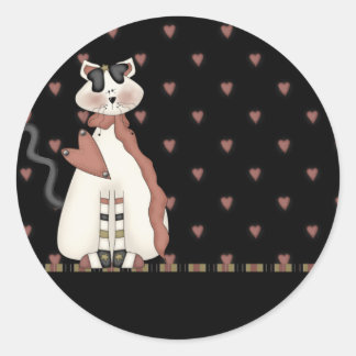 Country Dressed White Cat Stickers