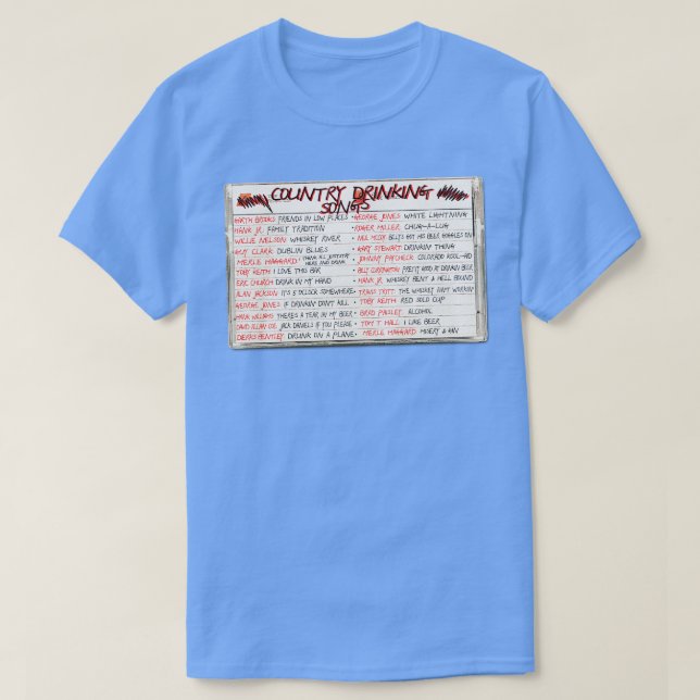 Country Drinking Songs Cassette Mix Tape T-Shirt (Design Front)