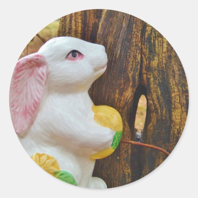 Country Easter Bunny Classic Round Sticker (Front)