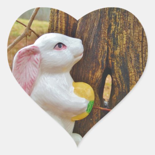 Country Easter Bunny Heart Sticker