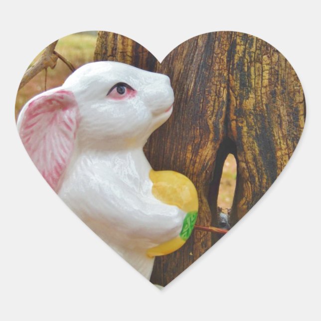 Country Easter Bunny Heart Sticker (Front)