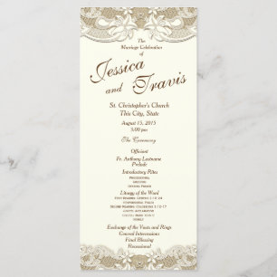 Country Elegance Burlap Floral Wedding Program