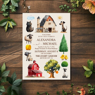Country Elegant Chic Trendy Farm Wedding Invitation