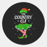Country Elf Christmas Family Girls Women Elf Squad Classic Round Sticker