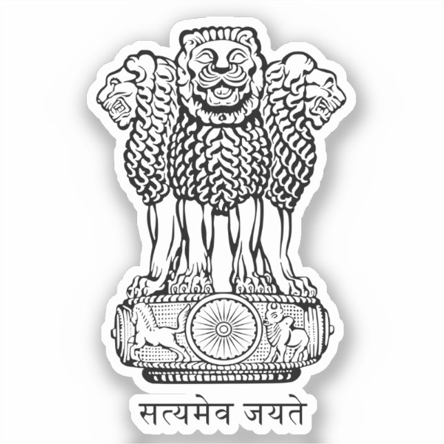 Country Emblem of India Sticker (Front)