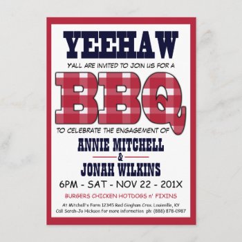 Country Engagement Party Picnic Bbq Invitation by RedneckHillbillies at Zazzle