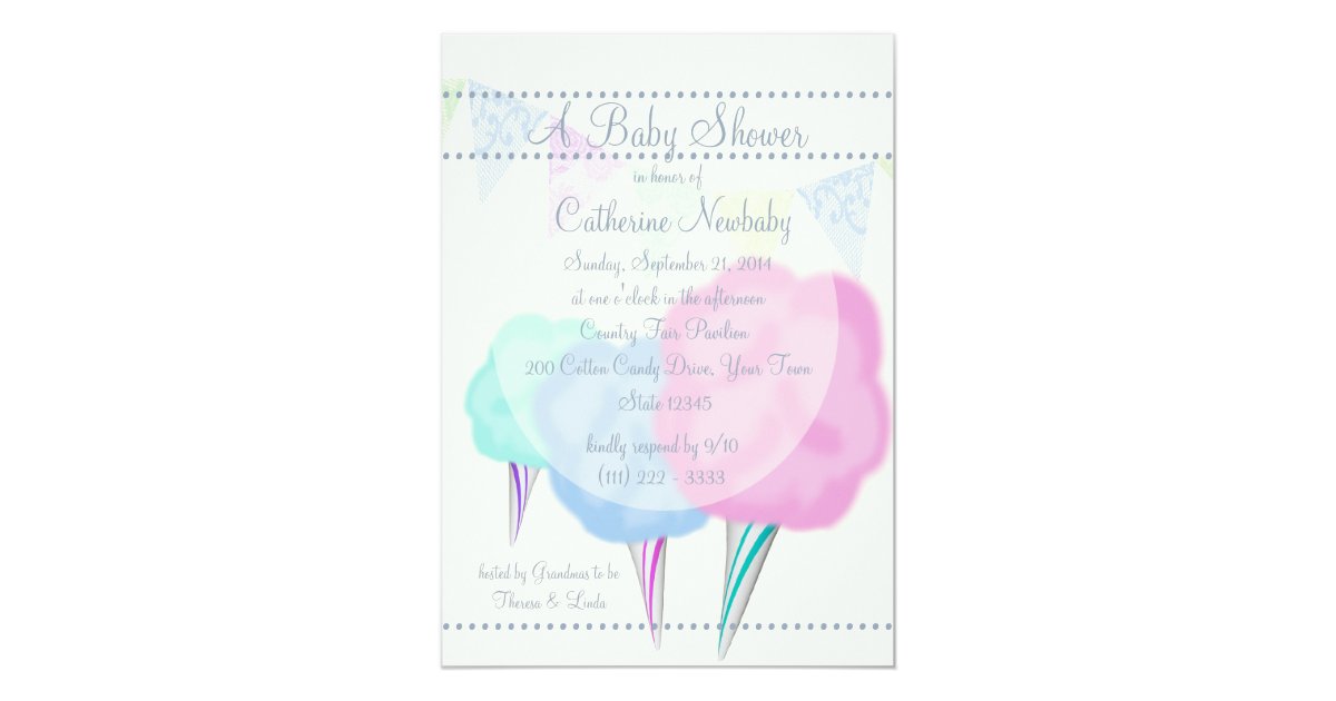 Country Fair Cotton Candy Baby Shower Invitation Zazzle Com
