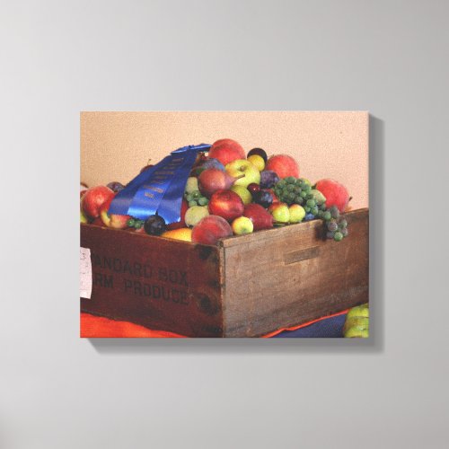 Country Fair Fruit First Prize Blue Ribbon Canvas Print