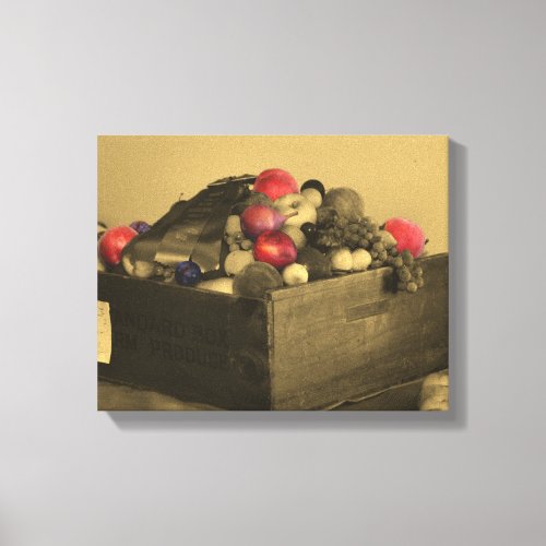 Country Fair Fruit Prize Sepia Partial Color Canvas Print