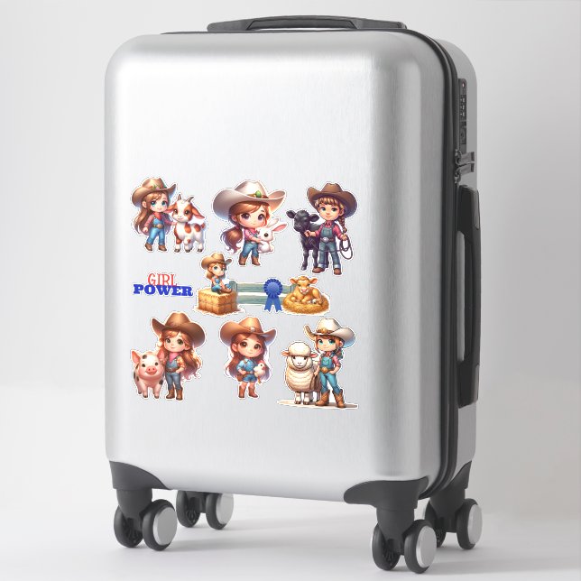 Country Fair Livestock Show Little Cowgirl Sticker (Suitcase)