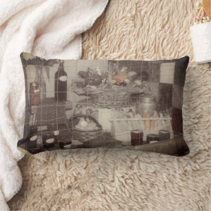 Country Fair Produce Partial Color Vintage Lumbar Pillow