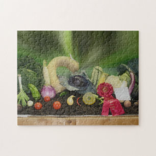 Country Fair Red Ribbon Harvest Display Jigsaw Puzzle