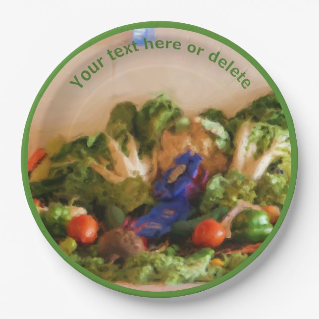 Country Fair Vegetables Art Personalized Party   Paper Plates (Front)