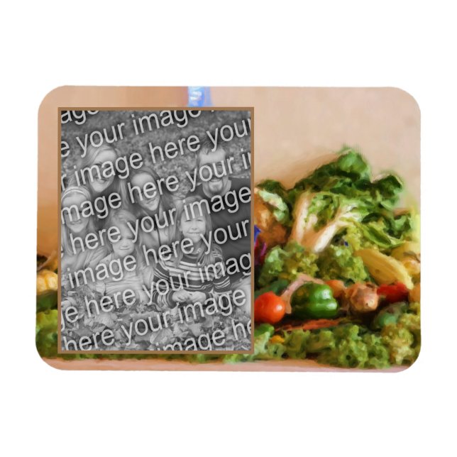 Country Fair Vegetables Painting Add Your Photo Magnet (Horizontal)