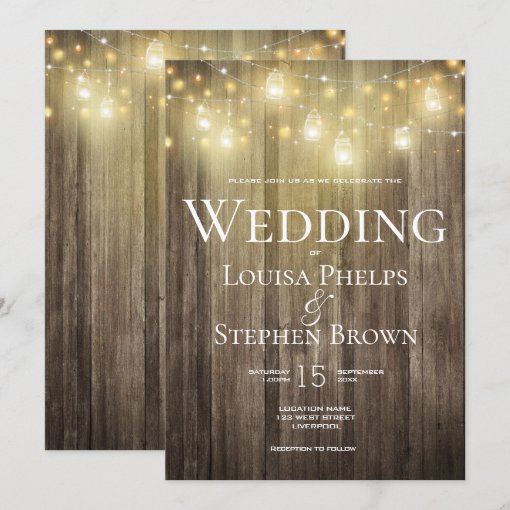 Country Fairy Lights Rustic Fall Wedding Invitation | Zazzle