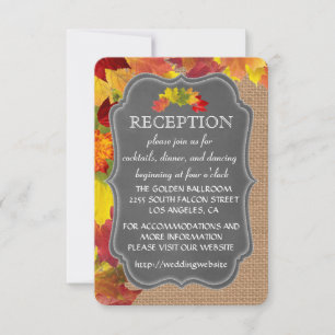 Country Fall Burlap Wedding Reception Enclosure Invitation