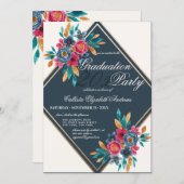 Country Fall Gold Watercolor Flowers Graduation Invitation (Front/Back)