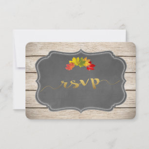 Country Fall Leaves Music Sheet Wedding RSVP