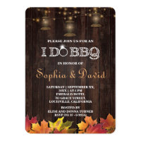 Country Fall Leaves Old Lanterns Wood I DO BBQ Card