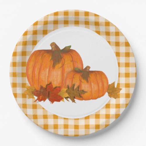 Country Fall Pumpkins  Paper Plates