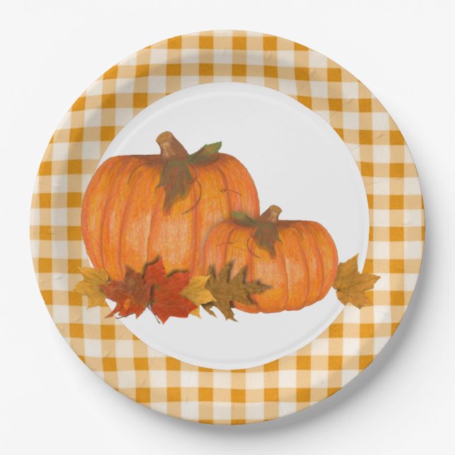 Country Fall Pumpkins  Paper Plates (Front)