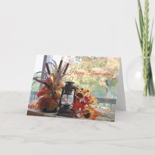 Country Fall Scene Happy Thanksgiving Holiday Card