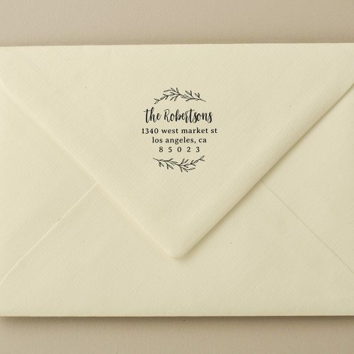 Country Family Script Botanical Return Address Rubber Stamp