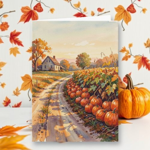 Country Farm and Pumpkin Patch | Autumn Blessings Card
