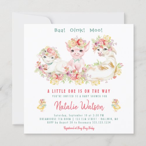 Country Farm Animals Baby Shower Invitation