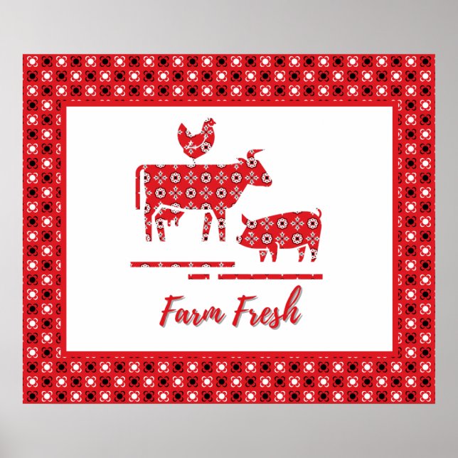 Country Farm Animals Bandana Print Canvas (Front)