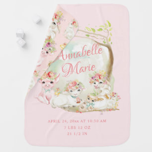 Country Farm Animals Birth Stats Receiving Baby Blanket