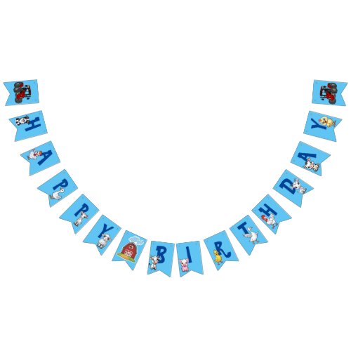 Country Farm Animals Blue Background Birthday Bunt Bunting Flags