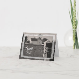 Country Farm Barbed Wire Fence Thank You Card