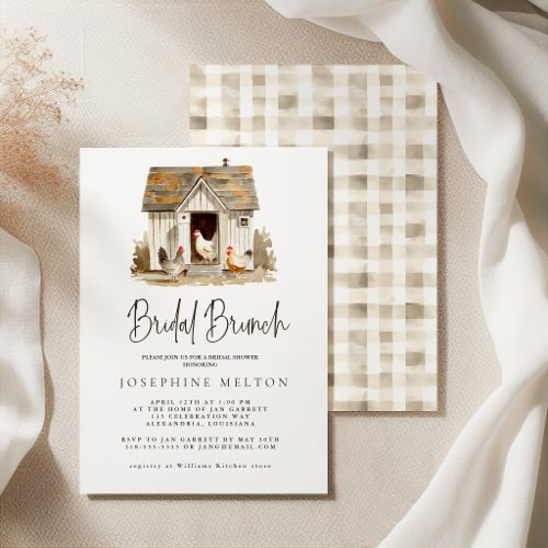 Country Farm Chicken Bridal Shower Brunch Invitation
