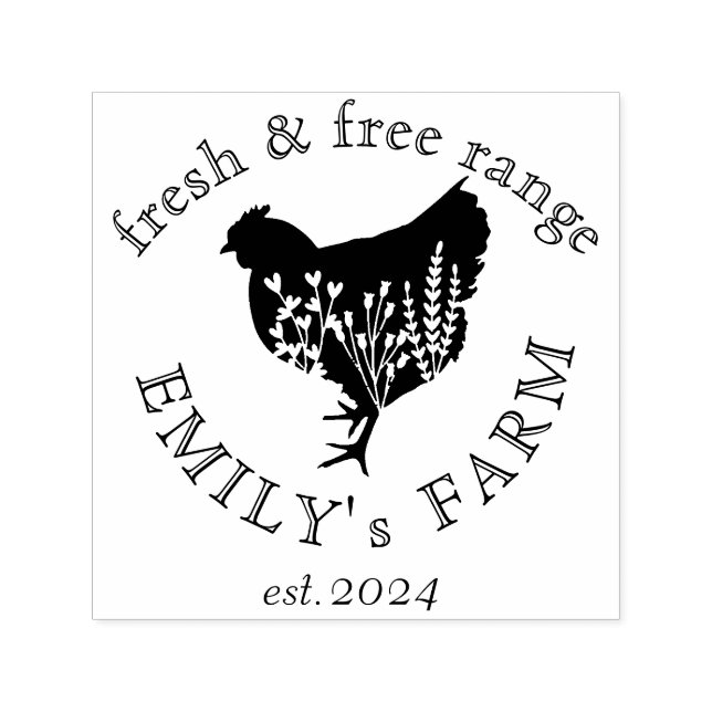 country farm chicken coop personalized name self-inking stamp (Design)