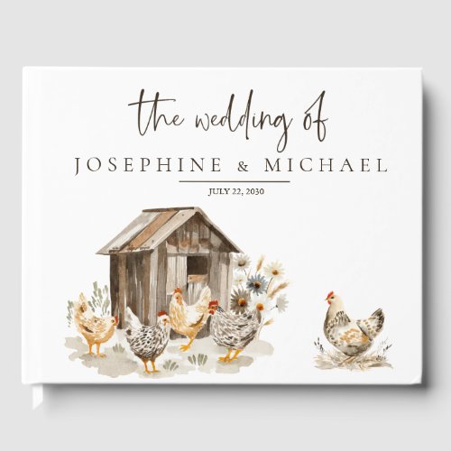 Country Farm Chicken Floral Wedding Guest Book