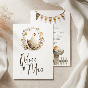 Country Farm Chicken Miss to Mrs Bridal Shower Invitation