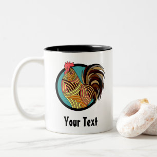 Country Farm Chicken Rooster Two-Tone Coffee Mug