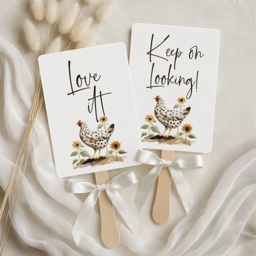 Country Farm Chicken Say Yes To The Dress Sign Hand Fan