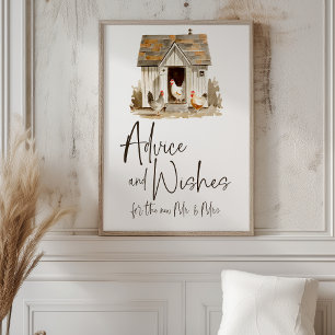 Country Farm Chicken Wedding Advice & Wishes Poster